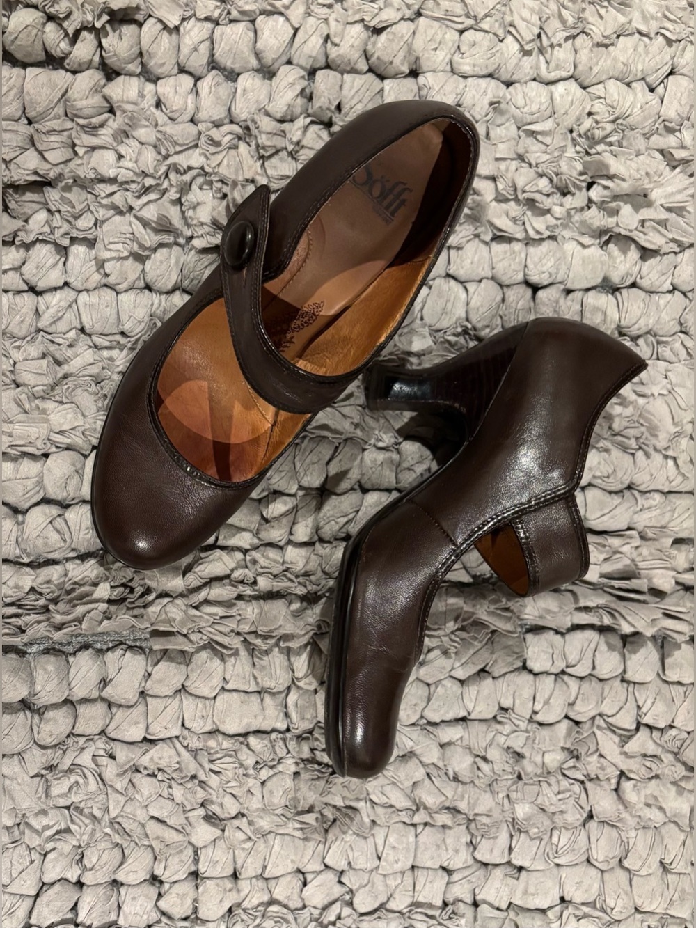 Sofft Candra Leather Mary Jane Heels in Dark Brown - Stylish Everyday Dress Pump